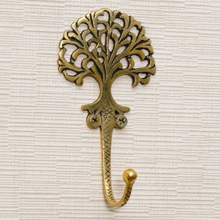 Golden Brass Tree Wall Hooks for Hanging